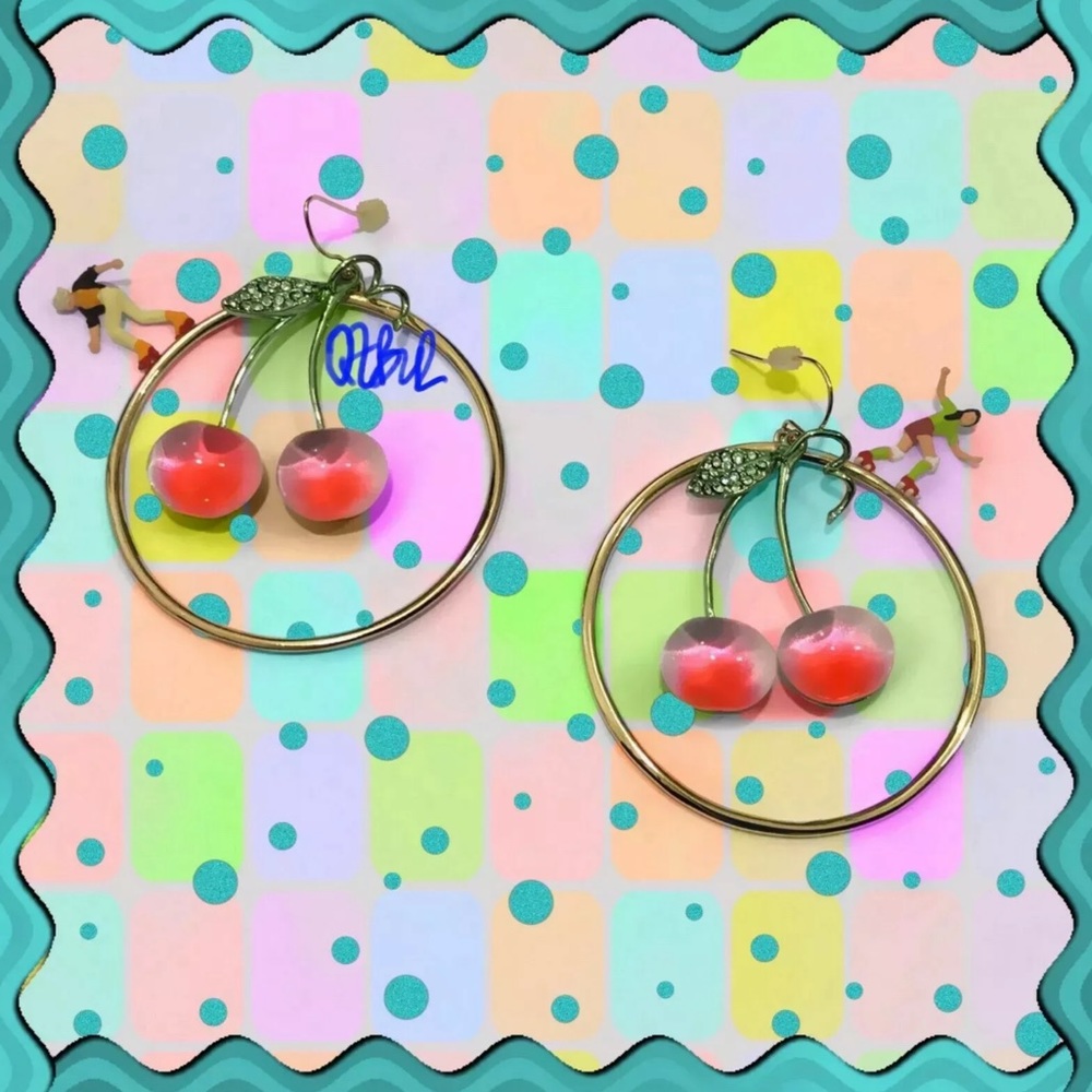ALEXIS BITTAR KNOTTED LUNA CHERRY HOOP EARRINGS